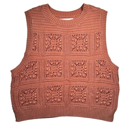 Lucky Brand Sweaters - Lucky Brand Women's Knit Sleeveless Acid Wash Crop Top Large Cottage Core Fairy